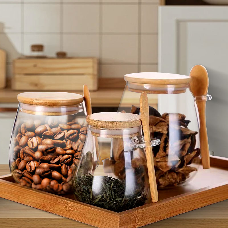 Coffee Tea Sugar Container Set - 34-Unzen-Verglas aus versiegeltem Glas mit Löffel