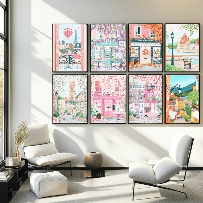 Coffee Tea Pictures - Paris London Ungarn Reiseplakat und Druck,