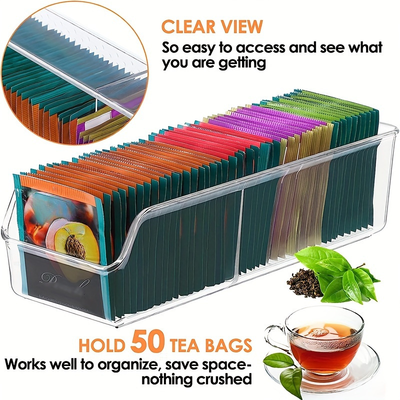 Coffee Tea Sugar Container Set - 1 Stück Transparente Teebeutel-Organizer-Box - Aufbewahrungsbehälter