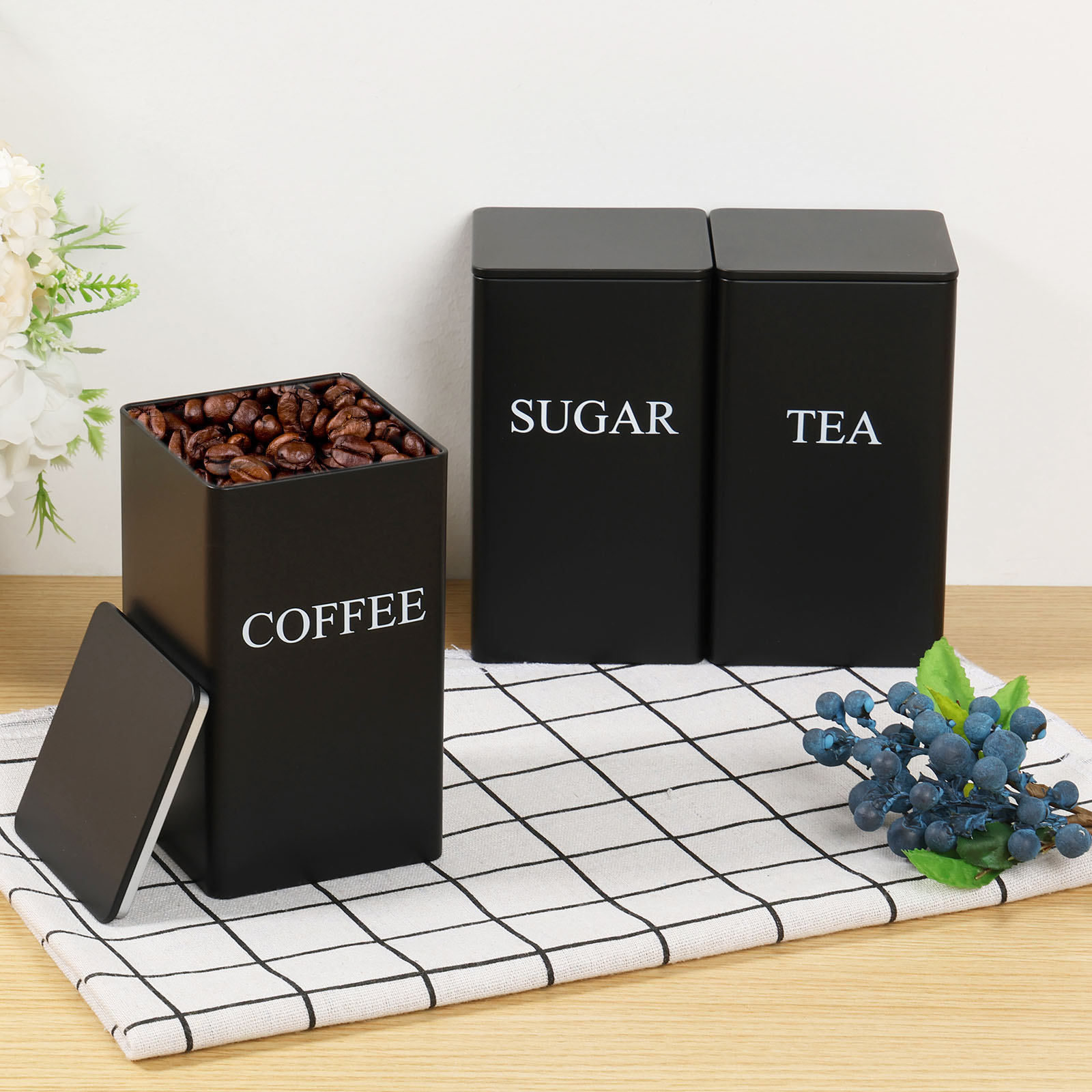 Coffee Tea Sugar Container Set - 3Pcs Kaffee Bean Lagerung Kanister Tee