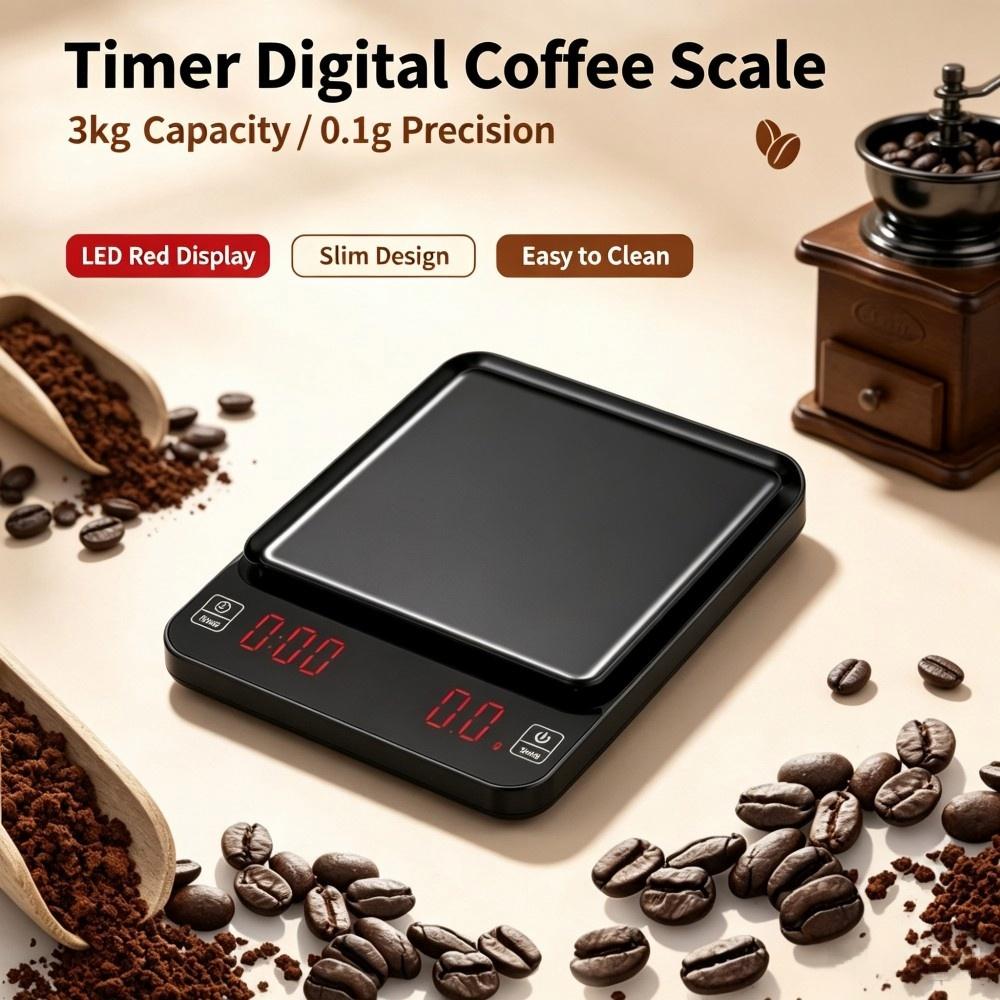 Coffee & Tea Garden Lincoln Menu - 3kg/0,1g Hochpräzise Digitale Kaffeewaage, LED Tragbare