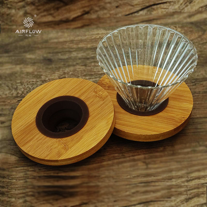 Coffee Dripper V60 - Pour-Over-Kaffee-Set mit Holzständer, Airflow-Kaffeewerkzeug, V60 Verstärkter