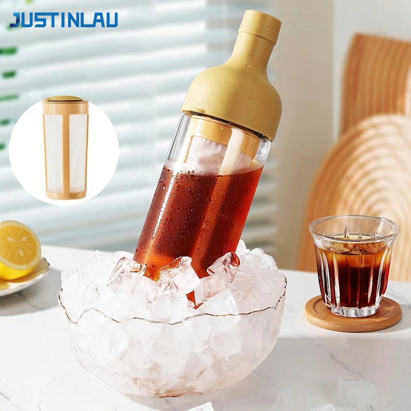 Coffee Tea Jars - JUSTINLAU 1L Kaltbrüh-Kaffeekanne Früchtetee-Brühkanne mit Filtersieb
