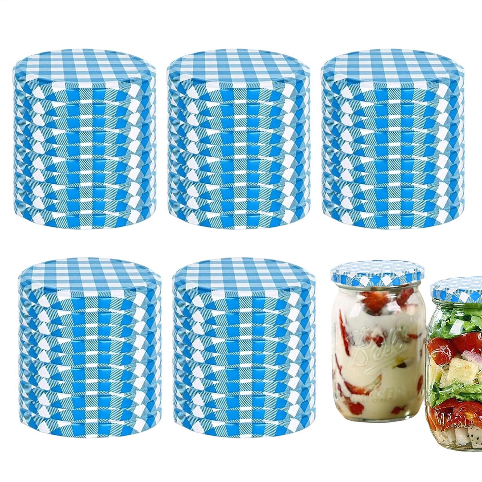 Coffee Tea Jars - Einmachglas-Deckel, 50 Stück, auslaufsicher, wiederverwendbar, Metalldeckel,