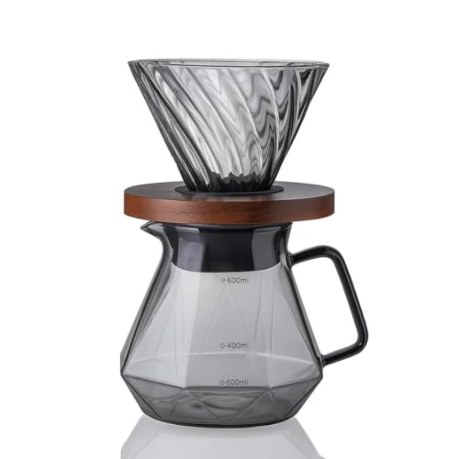 Coffee Dripper V60 - Cafecito Pour-Over Kaffeebereiter-Set 20 oz Glaskaraffe