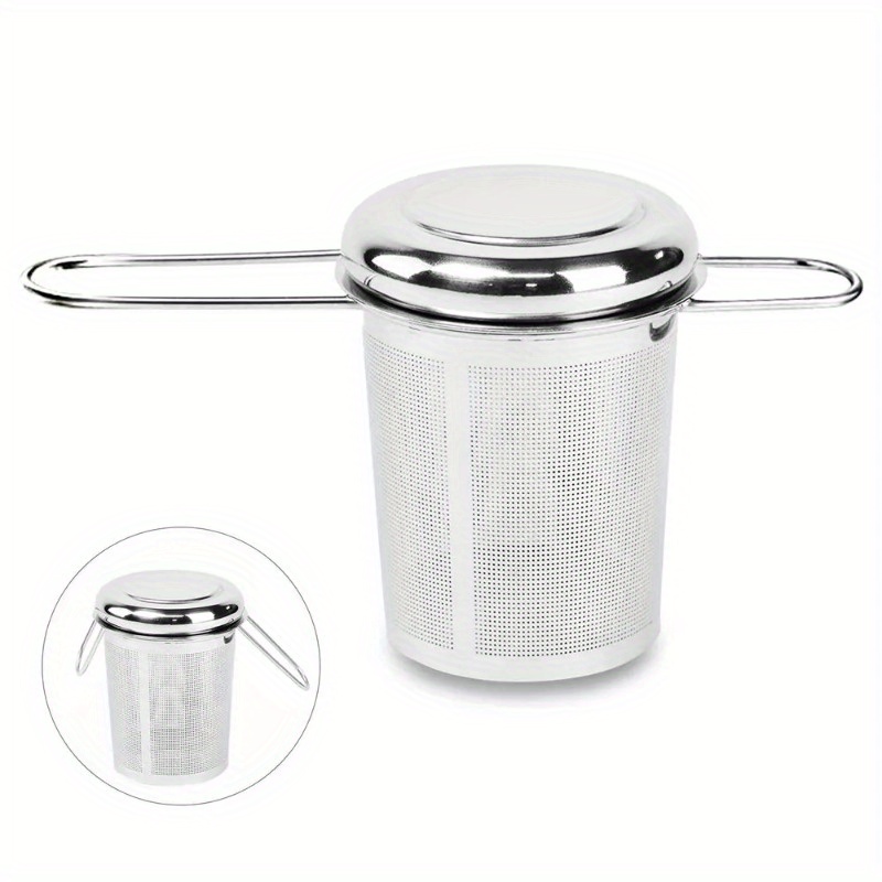 Coffee Tea And Leaf - Edelstahl-Teefilter mit Deckel, wiederverwendbarer Tassenfilter für