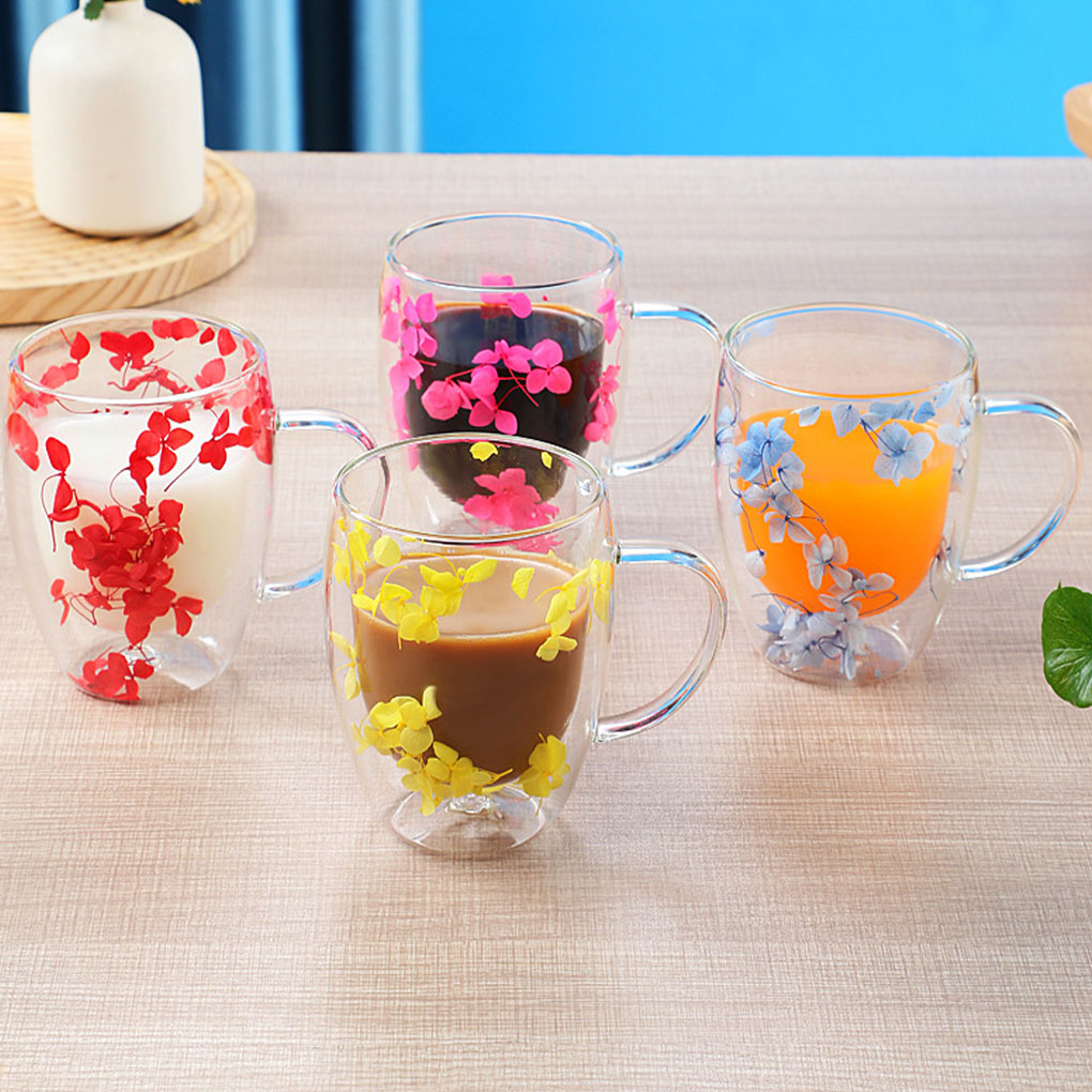 Tea And Coffee Fusion - Doppelwandige Glastassen, Kristallbecher, Trockenblumen, Teetasse, 350