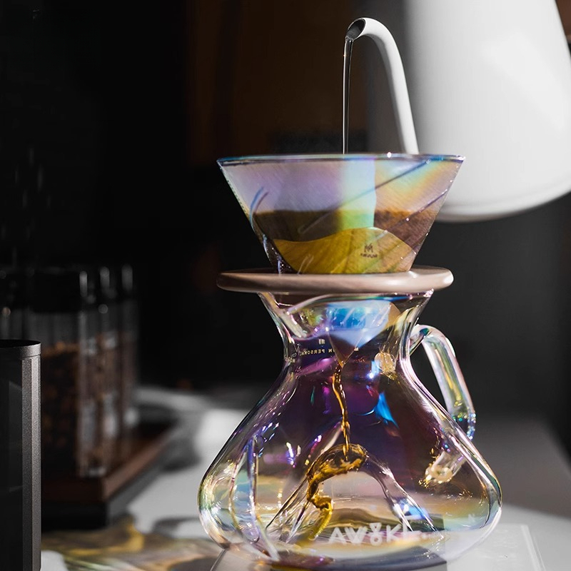 Coffee Dripper V60 - Pour-Over Kaffeebereiter Glas-Kaffeekanne mit V60 Dripper