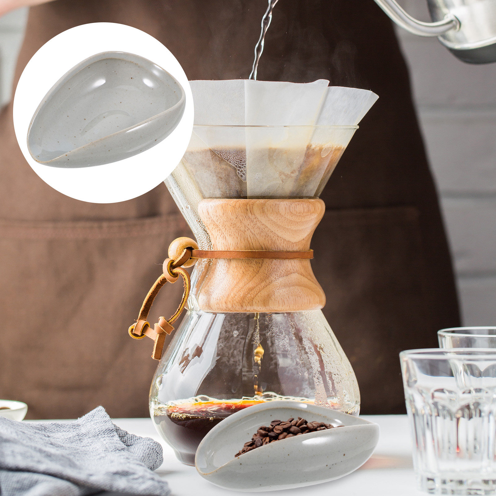 Coffee Tea And Leaf - Keramik-Kaffeebohnenablage, Dosierbecher, Wiegeschale für Bohnen, Kaffeesatz,