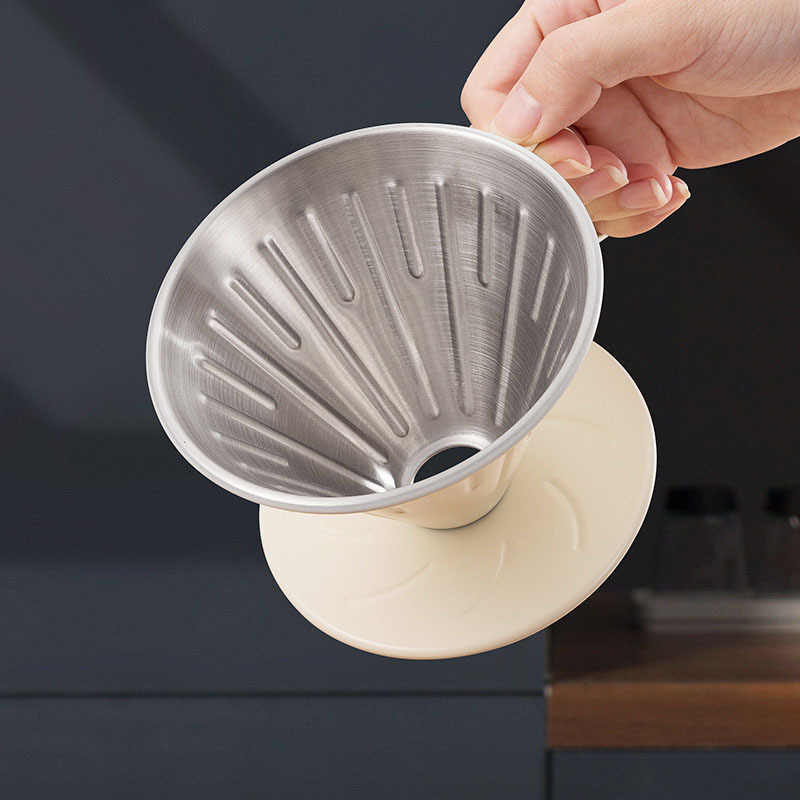 Coffee Dripper V60 - 1-2 Personen Kaffeefilter Tasse Edelstahl Hand