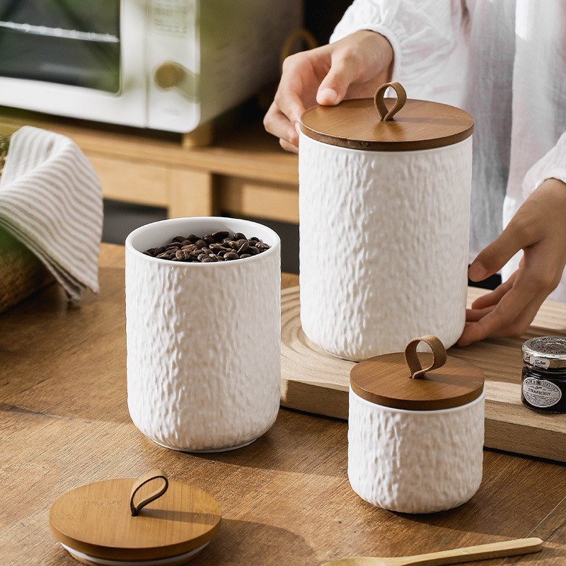Coffee Tea Sugar Container Set - Vorratsglas aus Keramik mit Felsmuster für