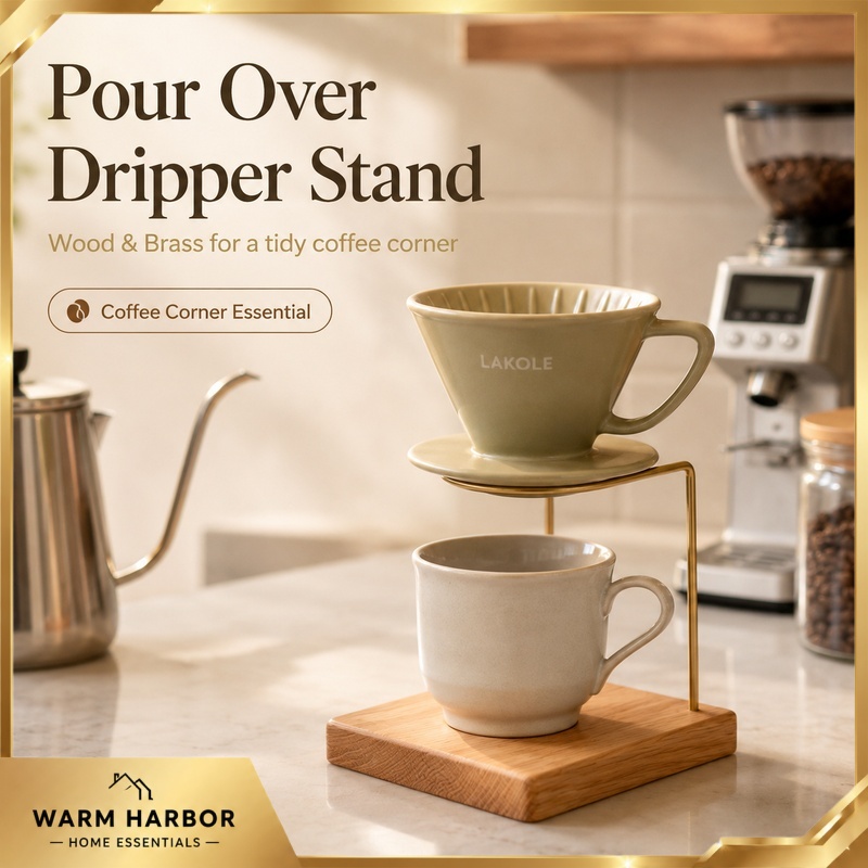 Coffee Dripper V60 - Holz-Messing Pour-Over Kaffee-Ständer V60 Dripper-Halter Manueller