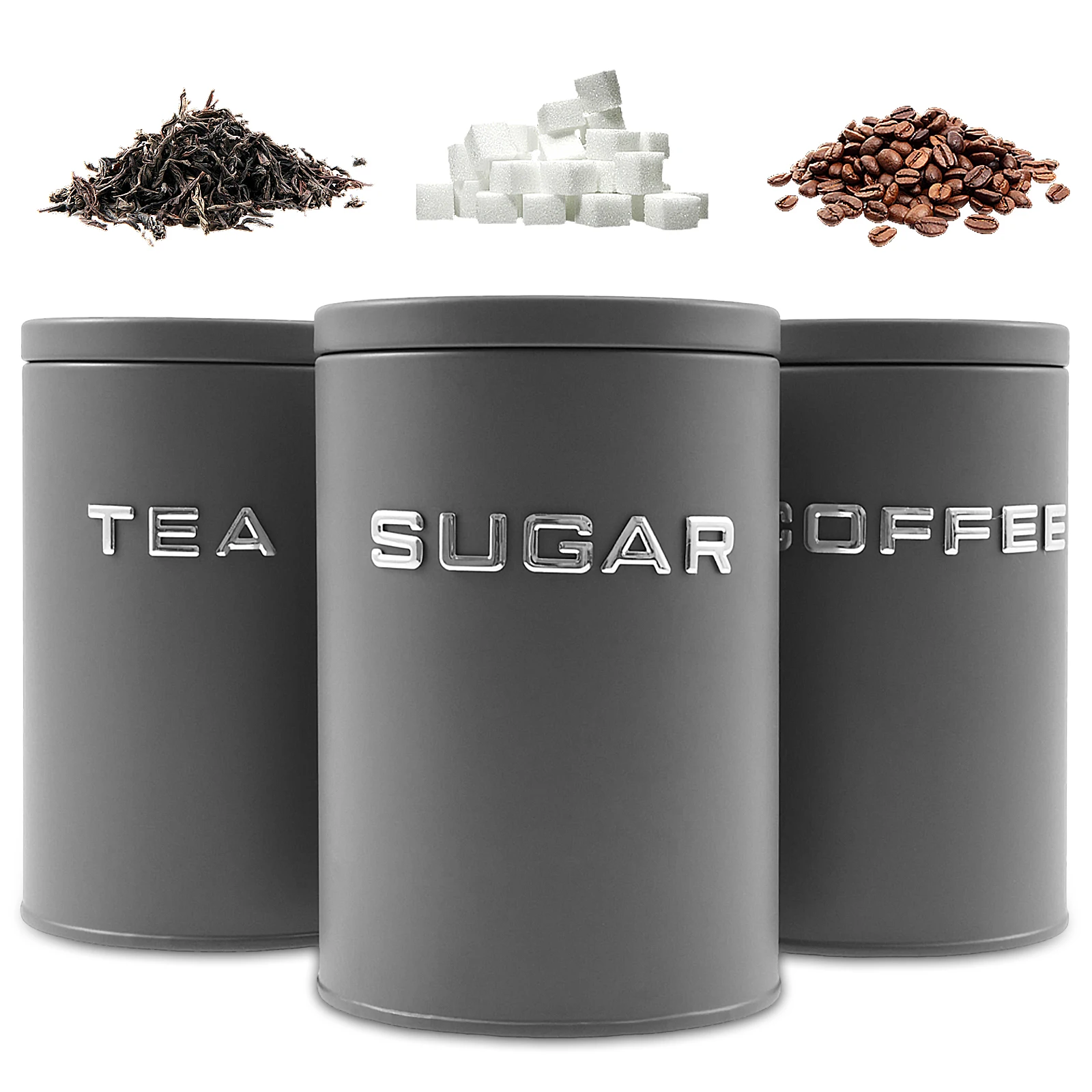 Coffee Tea Sugar Container Set - 3-teiliges Glas für Tee, Kaffee, Zucker,