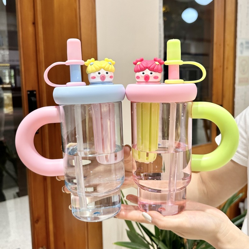 Coffee Tea Equipment - Tragbare Stroh-Wasserflasche, niedlicher Strohbecher, Eisbecher für