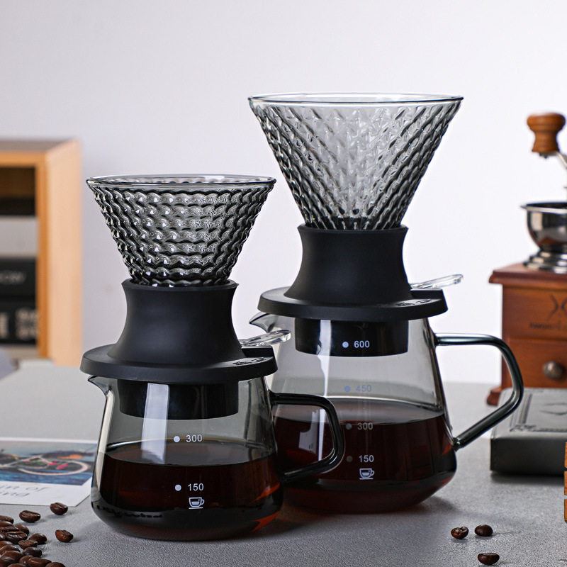 Coffee Dripper V60 - 400ML/600ML Kaffeefilterbecher aus Glas, wiederverwendbar, für