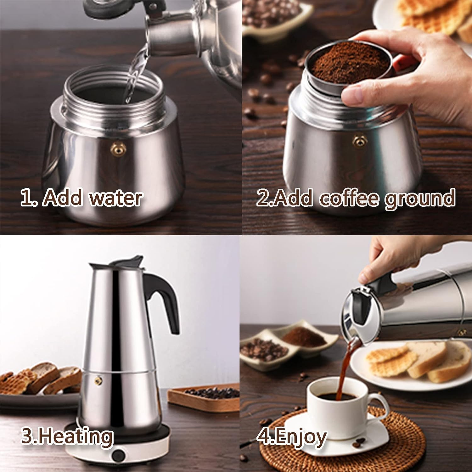 4/6/9 Tassen Moka Pot Caffe Ma – Coffee Tea Chocolate Bewertung und Preis